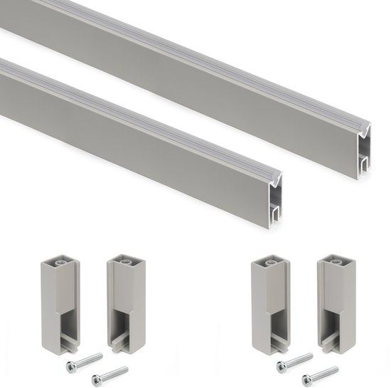 Emuca Set van 2 x 1,15 m Luxe Garderobestangen, Getextureerd Zwart Geverfd, Aluminium en Kunststof