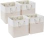 Merkloos Stoffen opbergdozen 33 x 38 x 33 cm, set van 3, lichtbeige en wit, voor kleding, kasten en planken