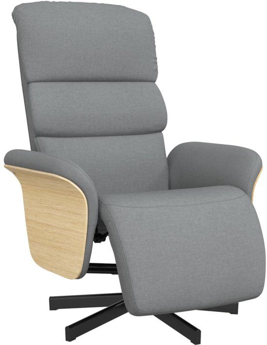 vidaXL Fauteuil verstelbaar met voetensteun stof lichtgrijs