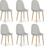 Homestyle4u Eetkamerstoelen - Set van 6 - Grijs - Linnen