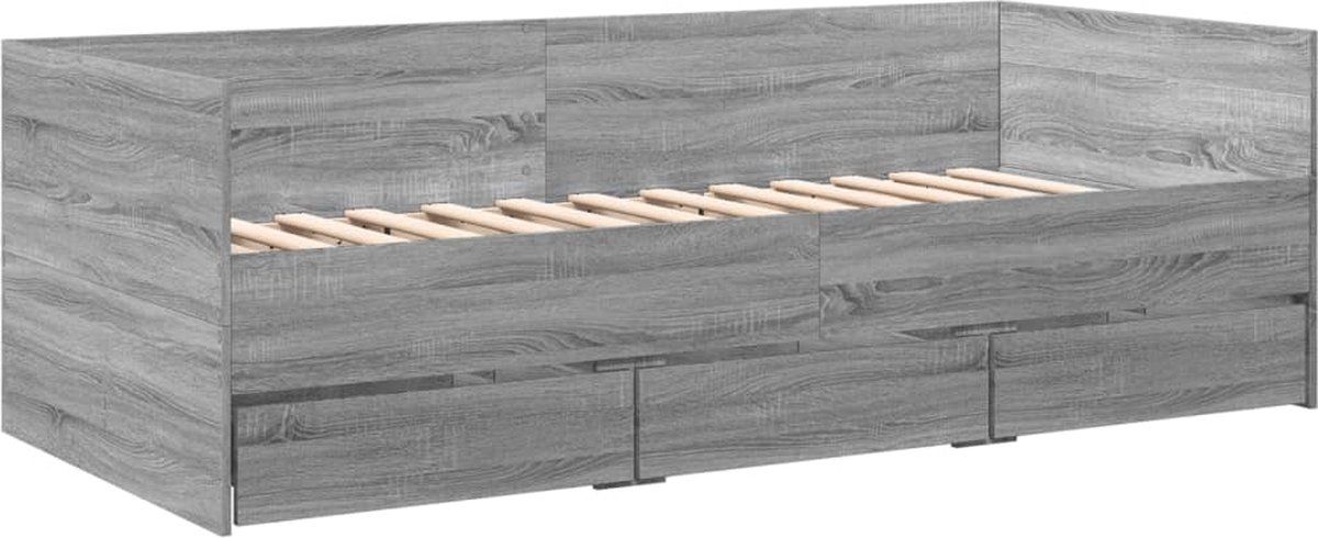 vidaXL Slaapbank met lades 90x190 cm Grijs Sonoma Eiken