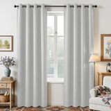 Joydeco Witte gordijnen 120 inch lang, 2 panelen, thermisch geïsoleerde lange gordijnen en gordijnen, 2 burg, kerstgordijnen voor woonkamer slaapkamer raam (b 132 x l 120 in), grijsachtig wit)