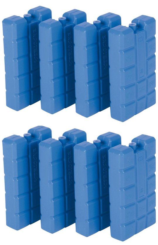 8x Koelelement - 9 x 16 cm - 400 gram - Blauw - Koelblokken voor koeltas/koelbox