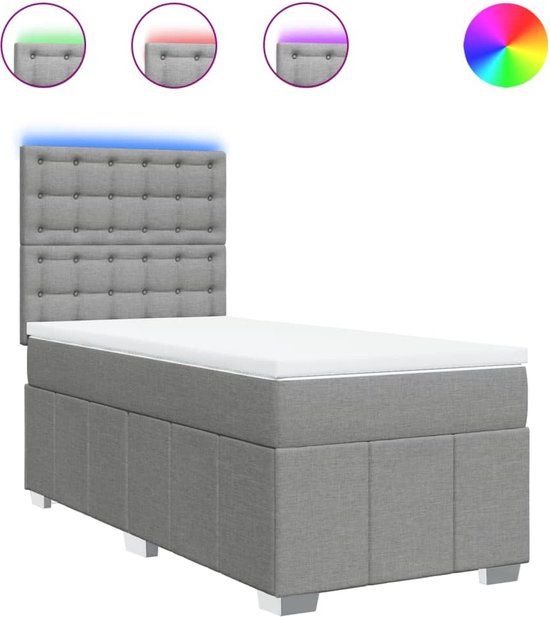 vidaXL Boxspring met matras stof lichtgrijs 90x200 cm