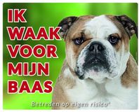 Stickerkoning.nl Engelse Bulldog Waakbord - Ik waak voor mijn baas