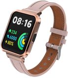 By Qubix Qubix - Leren band met case - Rood - Geschikt voor Xiaomi Redmi Watch 2 (Lite)