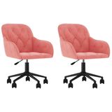 VidaXL Eetkamerstoelen draaibaar 2 st fluweel roze