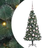 vidaXL Sapin de Noël artificiel avec éclairage et set de boules Vert 120 cm PET