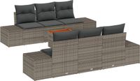 vidaXL Tuinbank Set 7-delig Grijs Polyrattan
