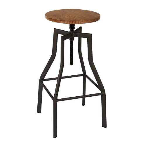 HOME DECO FACTORY HD6218 Tabouret de Bar Ace Bois Metal-Acier Inoxydable Type Plastique-Autre TY, Beige Noir, 34,5 x 34,5 x 68 cm