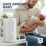 ROUNY 4L ultrasone luchtbevochtiger, 80 ° Draaibare luchtbevochtiger voor thuisgebruik, 350 ml/u, wit