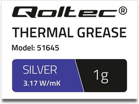Qoltec Koelpasta 3,17 W/mK | 1g | zilver