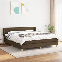 vidaXL Sommier à Lattes de Lit avec Matelas, Lit Rembourré, Lit Double, Lit Adulte de Chambre à Coucher Intérieur, Moderne, Marron Foncé 180x200 cm