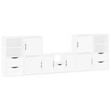 vidaXL - 5-delig - Tv-meubel - met - opbergruimte - ODDA - massief - grenenhout - wit