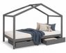 Homestyle4u Kinderbed 90x200cm - Huisbed met Matras - Grijs