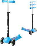 VEVOR Scooter (3 Wielen) voor Kinderen Vanaf 3 Jaar, Stadsscooter voor Kinderen met Lichtgevende Wielen, In Hoogte Verstelbaar Stuur, Antislip Platform en Lichtgewicht Aluminium Frame, Step voor Kinderen tot 75 Kg, Blauw