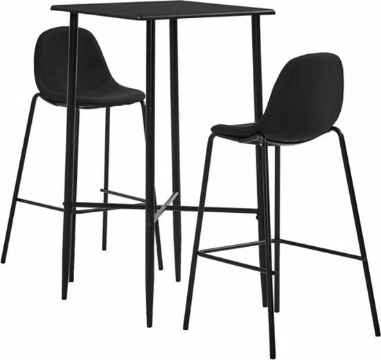 vidaXL 3-delige Barset stof zwart
