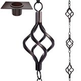 Regenketting 20 cm roestvrij smeedijzeren regenkettingen voor goten met adapter, Gotta afvoer- en regenketting, verankeringspang, 13 kopjes, 1 haak, verstelbare lengte