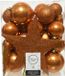 Decoris 33x Cognac Bruine Kerstballen - 5-6-8 cm - Kunststof - Mix - Incl. Ster Piek