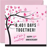 Grappige 23-jarig jubileumkaart voor vrouw of echtgenoot - 8401 dagen samen - I Love You cadeaus, gelukkige 23e huwelijksverjaardagskaarten voor partner, 145 mm x 145 mm wenskaarten voor 23 derde jubilea