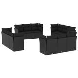 vidaXL Loungeset met Kussens, Polyrattan, Zwart