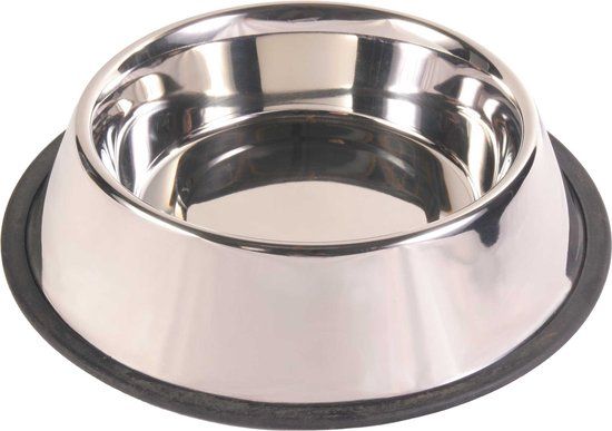 TRIXIE Voerbak RVS / Rubberring - 19 cm - Zilver