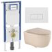 Geberit QeramiQ Dely Swirl Toiletset - 36.3x51.7cm - Geberit UP720 Duofix Sigma inbouwreservoir - slim zitting - metalen bedieningsplaat mat wit - rechthoekige knoppen - mat beige