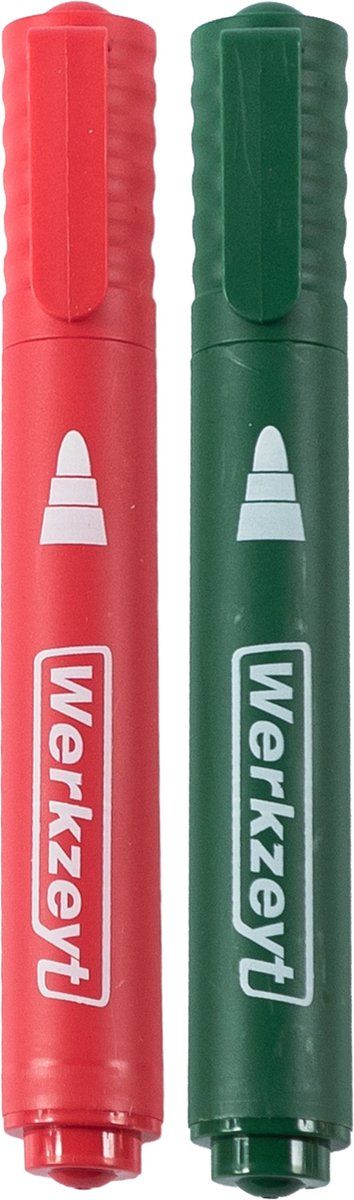 Werkzeyt Permanent Marker rood + groen - Watervast - Lijndikte 1,3mm tot 3,3mm