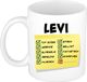Bellatio Decorations Naam mok Levi - wit - top gozer - keramiek - 300 ml - cadeau collega beker