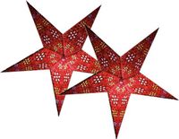 Hadicke Gmbh & Co. Kg Étoiles de Noël décoratives - 2x - rouge - 60 cm - papier - 5 branches - suspendu