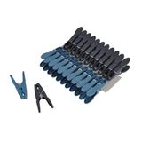 Homéa Set van 24 ronde wasknijpers, kunststof, 8 cm, tweekleurig, antraciet/pauwblauw