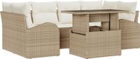 vidaXL Salon de jardin beige polyrotin 7 pièces