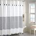 Peri Home Panama Streep Boho Boerderij Kwastje Douchegordijn 100% Katoen Stof Douchegordijn met Kwasten voor Badkamer Decor, 182,9 x 182,9 cm, Navy