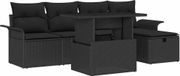 vidaXL Tuinset met 6 zitplaatsen, noir, en polyrotan