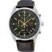 Seiko SSB385P1 Montre homme - Argenté - Vert - Cuir marron - 41,5 mm