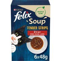 Felix Soup Tender Strips Soep 6 x 48 g Rund, kip, lam
