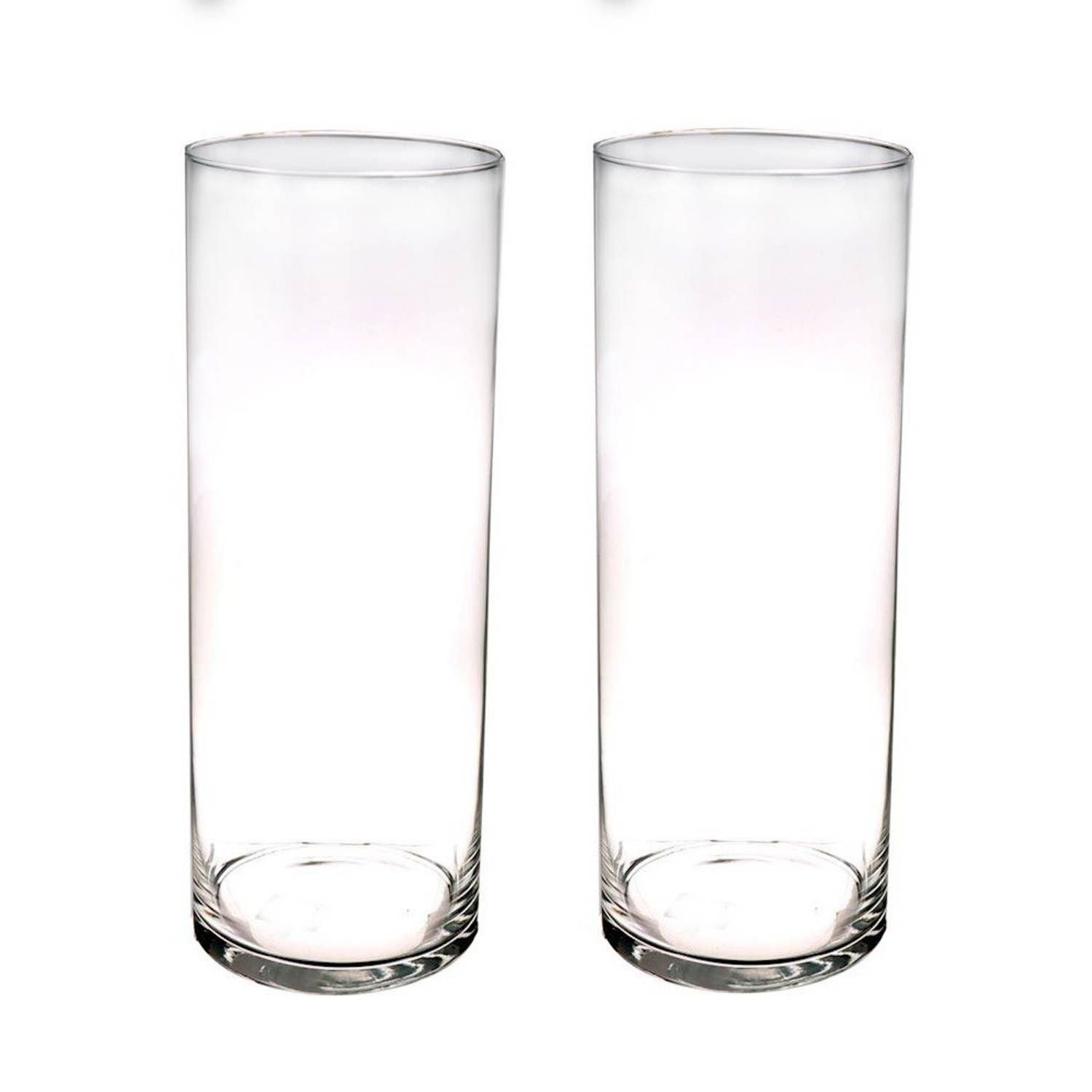 Bellatio Flowers & Plants Set of 2 Glass Cylinder Flower Vases 40 x 15 cm - Transparent
