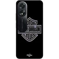 Harley Davidson Hoesje Oppo A58 logo motor sycles grijs voorkant zwart Maniacase