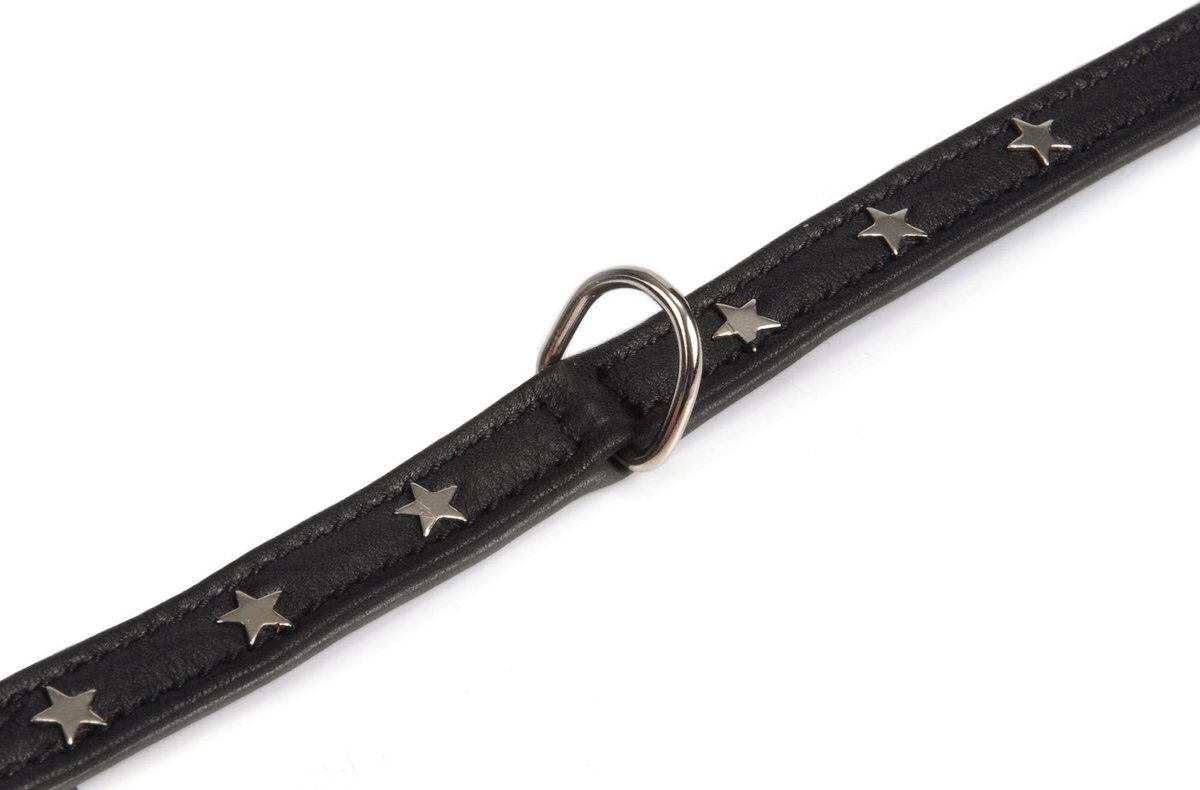 Beeztees Stars Hondenhalsband - Leer - Zwart - 22-26,5 cm x 12 mm zwart