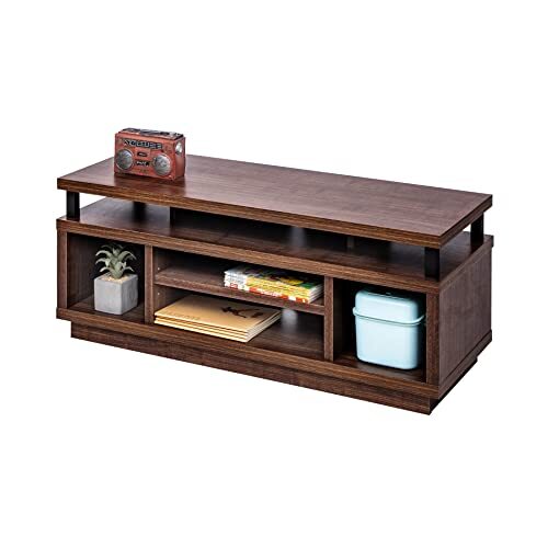 IRIS OHYAMA TV meubel/TV-meubel met 5 open planken/TV tot 43, Massief hout, Kabelgaten, Kantoor, Woonkamer - TV Cabinet Middle - OTS-100M - bruin