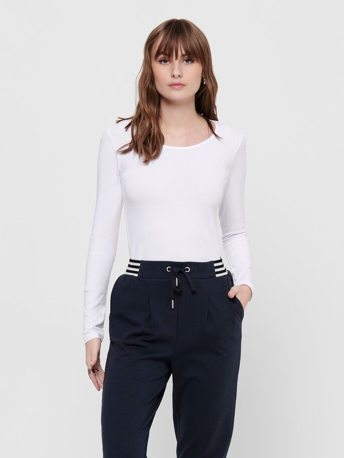 ONLY ONLLIVE LOVE Women's Long Sleeve Top - White - Size S