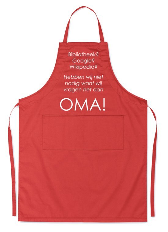 mijncadeautje kitchenware Mijncadeautje Schort - Wij vragen het aan OMA - opdruk wit - mooie en exclusieve keukenschort - rood