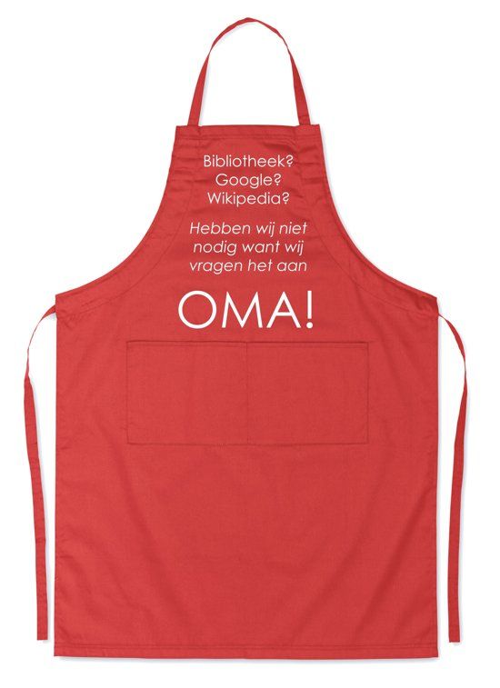 mijncadeautje kitchenware Mijcadeautje Schort - Wij vragen het aan OMA - opdruk wit - rood