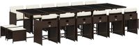 vidaXL 17-delige Tuinset met Kussens, Poly Rattan, Bruin