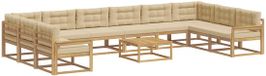 vidaXL Bank loungeset 2 zitplekken acacia hout wit en beige