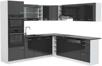 Vicco Cuisine d'angle R-Line, Anthracite Brillant/Blanc, 247 x 237 cm, WB Anthracite