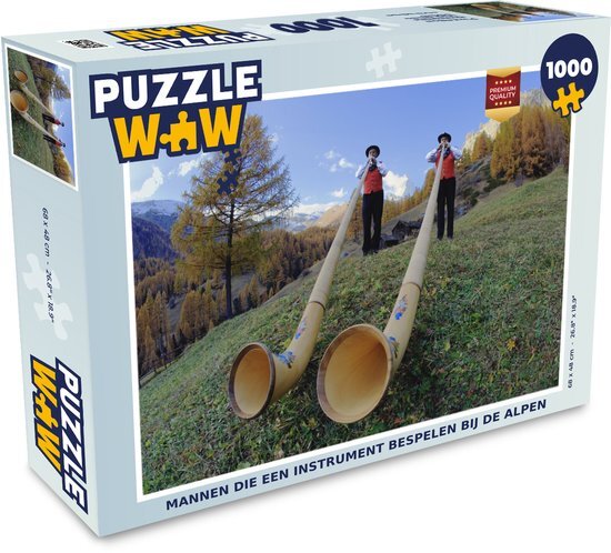 MuchoWow Puzzel Alpen - Man - Alpenhoorn - Legpuzzel - Puzzel 1000 stukjes volwassenen