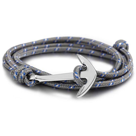 LGT JWLS Anker armband Zilverkleurig met polyester koord