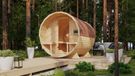 Karibu Gartensauna, Saunafass, Holzsauna, unbehandelt, Ofen 9 kW, externe Steuerung, 38mm Massivholz, 224x299x229 cm