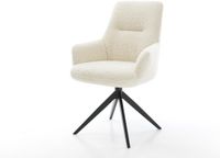DELIFE Chaise de salle à manger Zelia-Flex avec accoudoir cadre croisé large teddy noir beige 360° pivotant fonction bascule noyau à ressorts ensachés